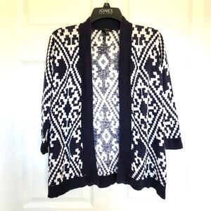 Talbots Women's Linen Cotton Blend Open Front 3/4 Sleeve Sweater Cardigan XS